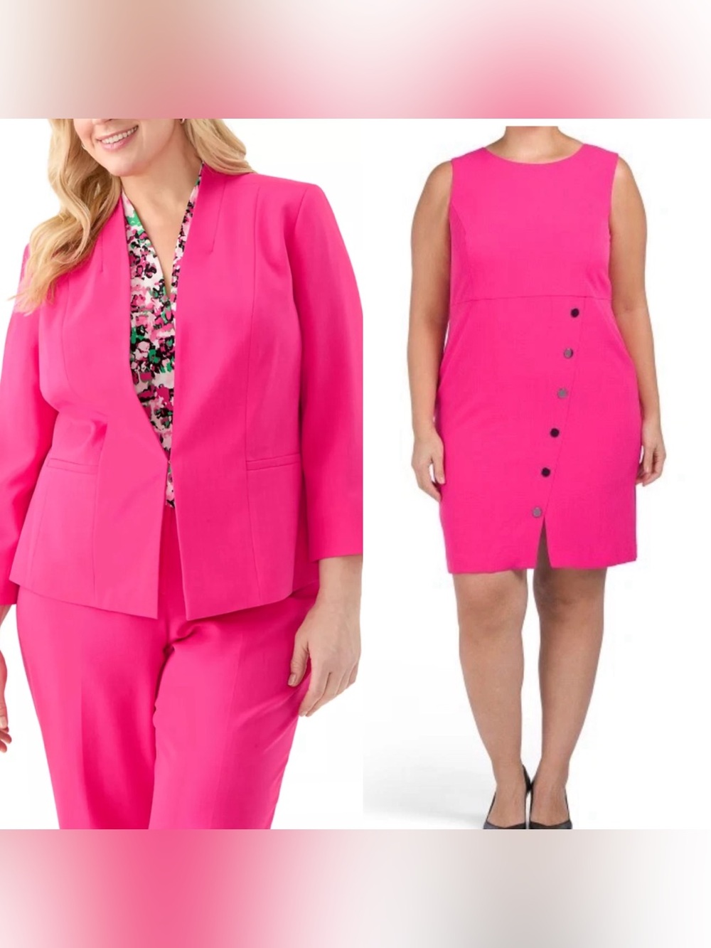 New Plus Size Kasper Plus Size Stretch-Crepe Sheath Dress + Blazer Size 24W